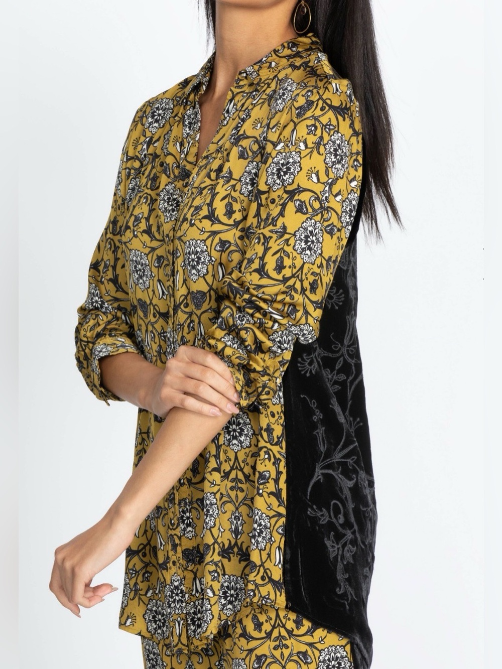 Johnny Was Miel De Lune Velvet Back Oversized Blouse
